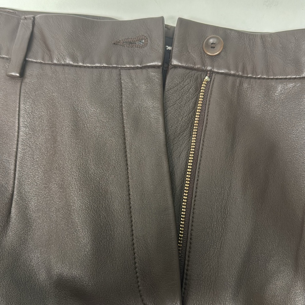 Doncaster Brown Leather Pants Size 8 - Picture 6 of 11